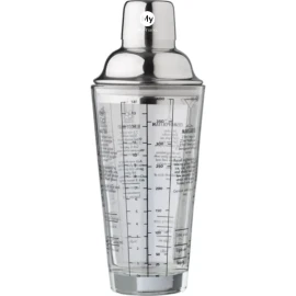 Cocktail shaker | Glass & stainless steel | 400ml | With printed cocktail recipes