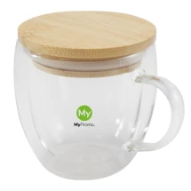 Vaso térmico | Vidrio | 250 ml | Tapa de bambú