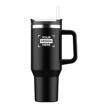 Mug with handle | Stainless steel & rPET | 1.2L | Straw | Stanley look-alike
