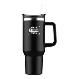Mug avec anse | Acier inoxydable et rPET | 1,2 L | Paille | Imitation Stanley