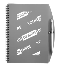 Spiral-A5-Notizbuch und Kugelschreiberset | PP | 65 linierte Seiten | Blaue Tinte