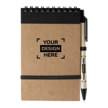 A6 spiral notebook | 70 pages | Recycled cardboard | Matching elastic and pen