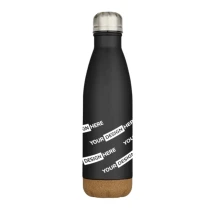 Botella de 500 ml de acero inoxidable con aislamiento y doble pared con detalles de corcho "Cove" negro
