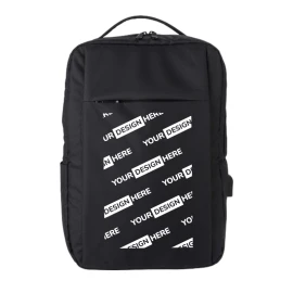 Laptop backpack | Rpet | Multiple pockets | USB-A opening on side