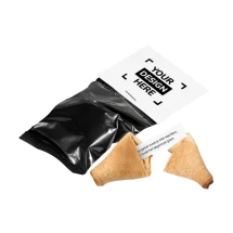 Galleta de la fortuna | Papel aluminio | Con 1-5 textos diferentes a elección | Con tarjeta de cabecera