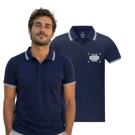Polo | 100% cotone 200 g/m² | Per uomo | Manica corta | Nastro in raso nel collo | Dettaglio a contrasto unico su colletto e polsini