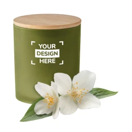 Candela profumata | Vasetto in vetro smerigliato con coperchio in bambù | Cera a base vegetale | 120g