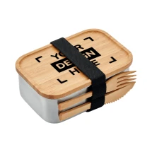 Lunchbox | Roestvrij Staal & bamboe | 600ml | Incl. bestek