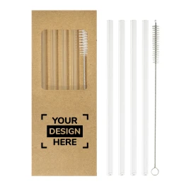 Straw set | Borosilicate glass | 4 straws | Cleaning brush