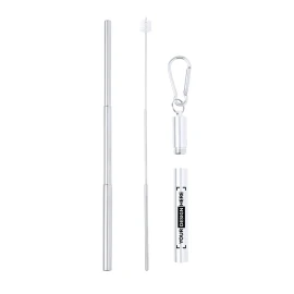 Paille réutilisable | Acier inoxydable | Extensible | Embout en silicone