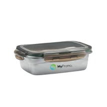 Lunch box | Recycled stainless steel | 850ml | 4 side clasp closure | Sustainable