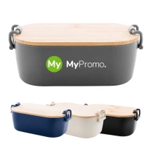 Lunch box | Plastic with bamboo lid | 1L | Buckle closure