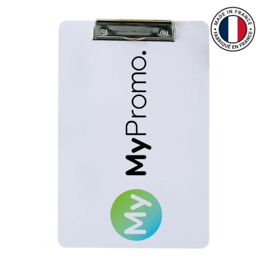 A4 clipboard | PVC | 33 x 22 cm | Custom-made | Made in France | White