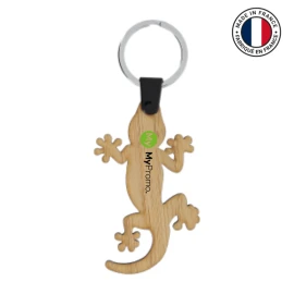 Custom keychain | Bamboo | Max 6 x 4 cm + ring Ø 28 mm | Ring color is selectable | Made in France