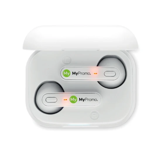 Earbuds | ABS | Wireless | With charging station | white