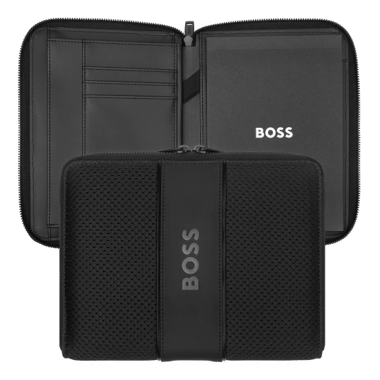 Hugo Boss Conferentiemap | PU | Mat zwarte ritsen | Vanaf 5 stuks | Zwart