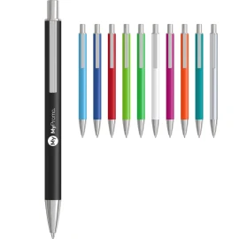 Groove ballpoint pen | Metal | Blue ink | Tip and push-button in glossy silver