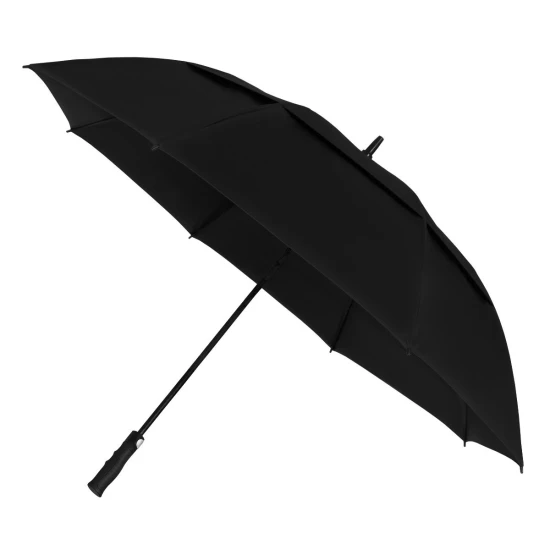 Impliva golf umbrella | Fiberglass frame and shaft & polyester pongee | Ø130cm | Automatic | Windproof | Black