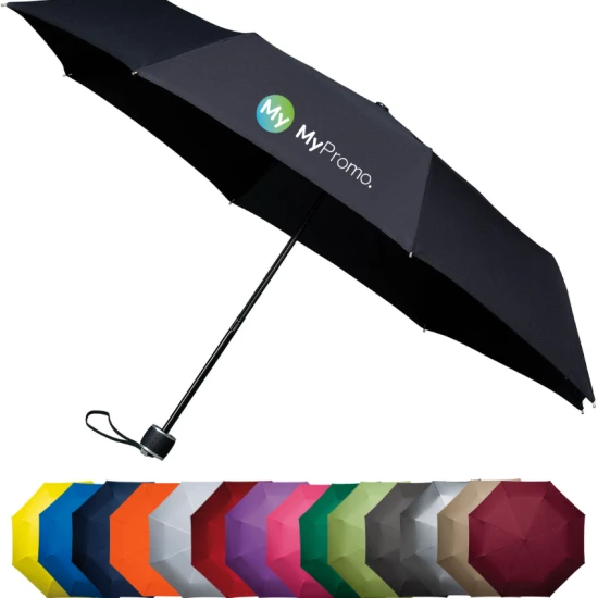 Impliva folding umbrella | Fiberglass long ribs & polyester pongee | Ø100cm | Manual | Windproof | Black