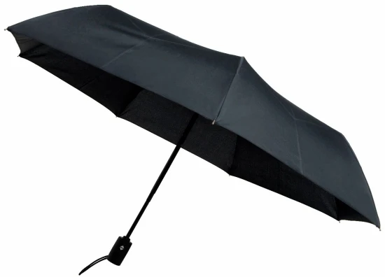 Impliva folding umbrella | Fiberglass long ribs & polyester pongee | Ø100cm | Automatic | Windproof | Black