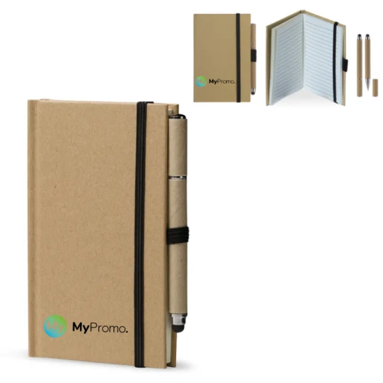 A6 Notebook | Cardboard | 160 pages | Includes cardboard pen | Brown