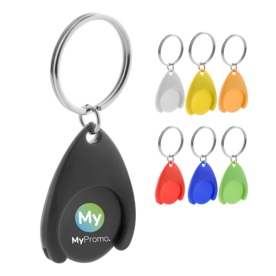 Sleutelhanger | winkelwagenmuntje | 24×2 mm | Zwart