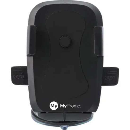 Handyhalterung fürs Auto | Kunststoff | 11,3x7x15 cm | Mit großem Saugnapf & verstellbar | Schwarz