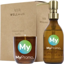 Handseife-und-Duftkerzen-Set | Glas | 200ml und 150g | Bambusduft | Hergestellt in den Niederlanden