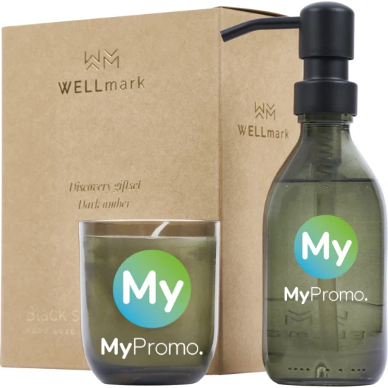 Handzeep en geurkaars set | Glas | 200ml en 150g | Donker amber geur | Gemaakt in Nederland | forest green