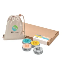 Geschenkset für unterwegs | Vegan | 4 Stück | Bio-Baumwolltasche