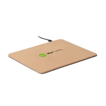 Kurk muismat met draadloze lader | Met opvouwbare telefoonhouder | Afmeting 23cm x20cm