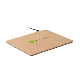 Tapis de souris en liège avec chargeur sans fil | Avec support de téléphone pliable | Taille 23cm x20cm