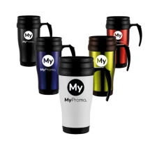 Mok | Roestvrij staal & PP | 350 ml | Deksel en onderkant in zwart