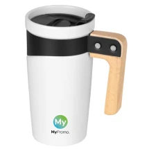 Becher | Keramik | 475 ml | Mit Holzgriff