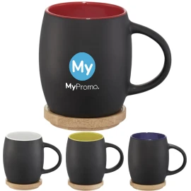 Mug | Céramique | 400 ml | Couvercle/verre en bois