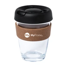 Koffiebeker to go | Glas, kurk | 350 ml | Met plastic deksel