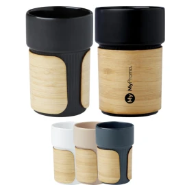 Tumbler | Stoneware | 340ml | With bamboo sleeve | Sustainable