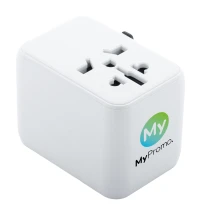 Travel adapter | ABS | 63×53×55 mm | World-wide | 2 USB & 1 USB-C fast charger