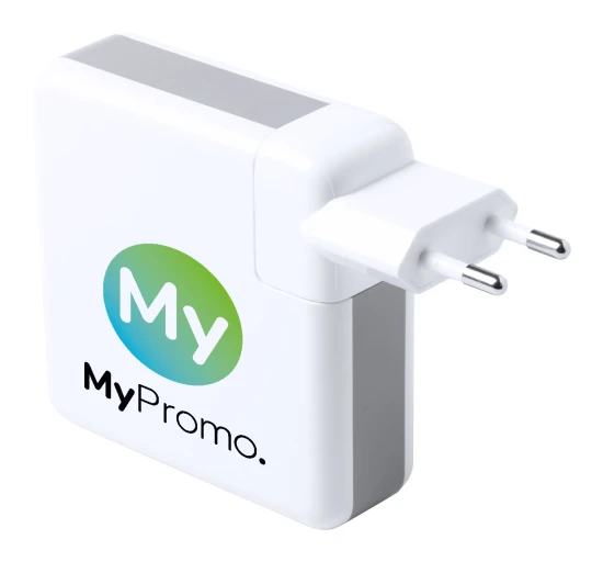 Travel adapter | ABS | 29×80×80 mm | 2 USB & 1 USB-C | Wireless charger | White