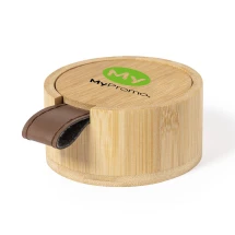 Sieradendoos | Bamboe | Ø 7,9 cm | 4 compartimenten | Spiegel