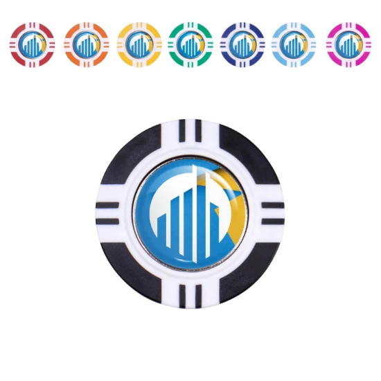 Poker chip golf ball marker | Plastic | Ø40 mm | Ø24 mm magnetic golf ball marker | Black