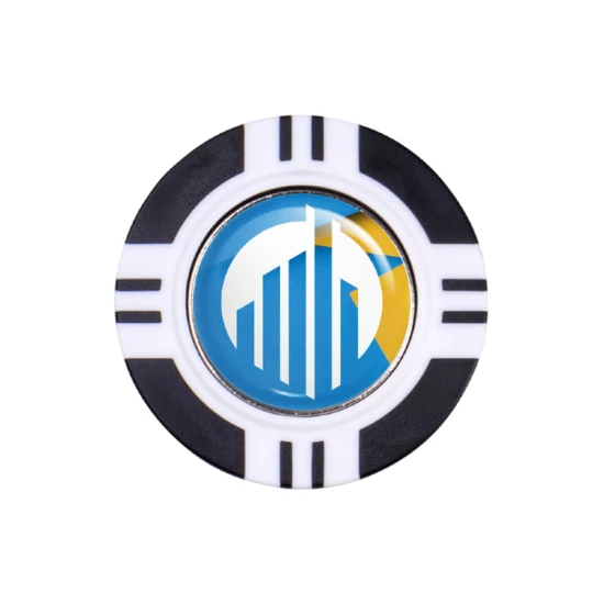 Poker chip golf ball marker | Plastic | Ø40 mm | Ø24 mm magnetic golf ball marker | Black