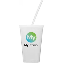 Thermobecher | PP-Kunststoff | 350ml | Mit Strohhalm