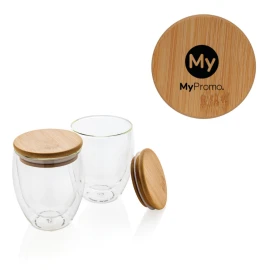 Tasse à double paroi | Verre borosilicate | Couvercle en bambou | 250 ml