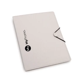 Folder | Resistant recycled cardboard | Elastic band closure | Incl. flap pocket and pen holder