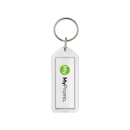 Clear rectangular keyring | GPPS plastic | 6,3 cm x 2,7 cm | Reopenable