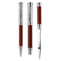 Pennenset | Rozenhout en Aluminium | Incl. balpen, vulpen en briefopener
