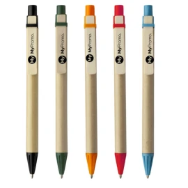 Penna a sfera | Cartone e plastica | Clip in legno | Inchiostro blu