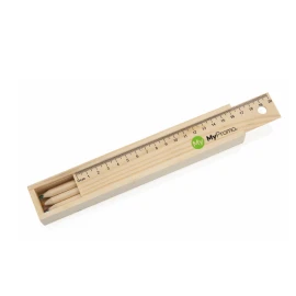 6-pencil set | Natural wood | Cover with built-in ruler