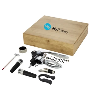 Set à vin 9 pièces | Acier inoxydable | Boîte cadeau en bambou